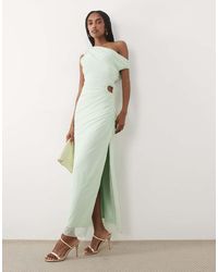 Abercrombie & Fitch - One Shoulder Mesh Maxi Dress With Cutout Detail - Lyst