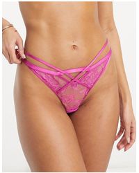 Ann Summers - Radiant Lace High Leg Thong With Strapping Detail - Lyst