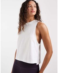 4505 - Drop Armhole Cropped Cotton Vest With Quick Dry Finish - Lyst