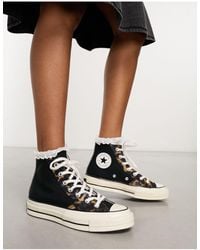 Converse - Chuck taylor 70 hi - sneakers alte nere con dettagli con stampa animalier - Lyst