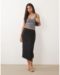 Mango - Knot Detail Midi Skirt - Lyst