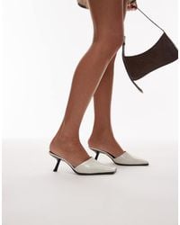 TOPSHOP - Premium Dante Leather Square Toe Heeled Mule - Lyst