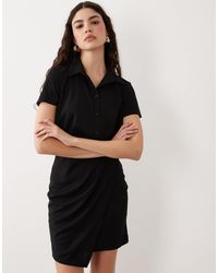 ASOS - Short Sleeve Shirt Detail With Wrap Skirt Mini Dress - Lyst