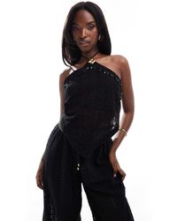 River Island - Top Allacciato Al Collo Con Stampa Foulard - Lyst