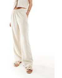 Abercrombie & Fitch - Pantalon d'ensemble large en lin mélangé - beige - Lyst
