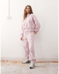 Monki - Barrel Leg Sweatpants With Beige Piping Detail - Lyst