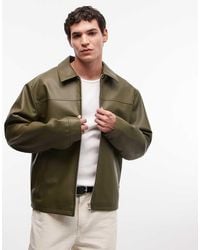 ASOS - Faux Leather Harrington Jacket - Lyst
