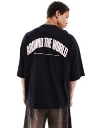 Dr. Denim - Curtis Oversized Fit Around The World Back Pink Graphic Print T-shirt - Lyst