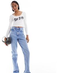 ASOS - Vaqueros Azules De Corte Recto Y Talle Medio De Asos Design Hourglass - Lyst