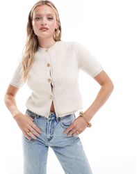 New Look - Boucle Short Sleeve Button Down Cardigan - Lyst
