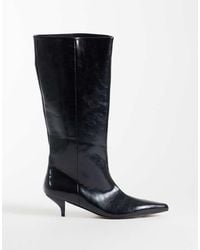 ASOS - Camille Kitten Heel Pull On Knee Boots - Lyst