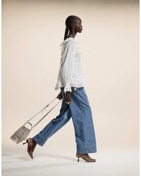 ASOS - Jeans Met Wijde Pijpen En Plooi Aan De Voorkant - Lyst