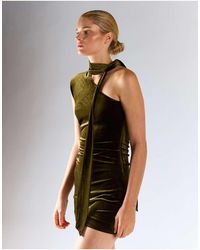 Glamorous - One-Shoulder Mini Dress With Neck-Tie - Lyst