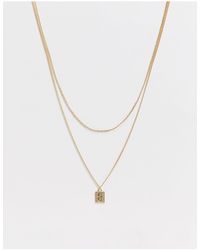ASOS Dunne Gelaagde Goudkleurige Ketting Van 2mm Met Muntje - Metallic