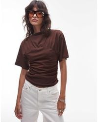 TOPSHOP - Ruched Detail Short Sleeve Top - Lyst