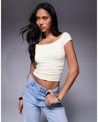 ASOS - Polyamide Off Shoulder Ruched Top - Lyst