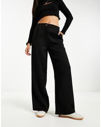 Miss Selfridge - Pantalones Negros De Corte Sartorial Y Pernera Ancha De - Lyst