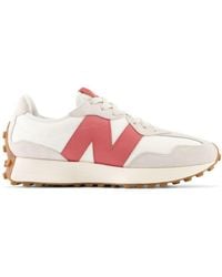 New Balance - 327 - sneakers bianche e rosa - Lyst