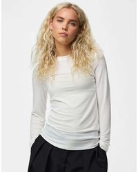 Pieces - Blusa A Maniche Lunghe Color Cloud Dancer - Lyst
