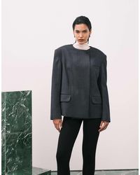 ASOS - Tailored Strong Shoulder Collarless Blazer - Lyst