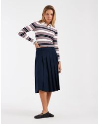 Tommy Hilfiger - Belted Pleated Midi Skirt - Lyst