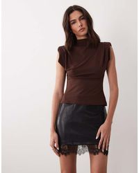 ASOS - Pu Mini Skirt With Lace Hem Detail - Lyst
