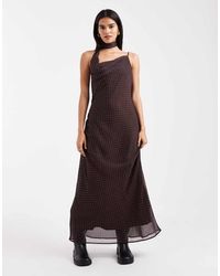 Miss Selfridge - Vestito Lungo A Pois Con Scollo Ad Anello E Allacciatura Sul Collo - Lyst