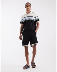 ASOS - Relaxed Knitted Co-Ord Shorts With Stripe Detail - Lyst