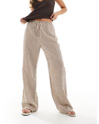 New Look - Stripe Wide Leg Trouser - Lyst