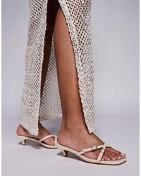 Public Desire - Public Desire Cindita Wide Fit Slip On Kitten Heel Sandals - Lyst