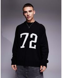ASOS - Jersey De Corte Cuadrado Ultragrande Con Cuello Redondo Y Número Estampado De Estilo Años 90 De Punto De - Lyst