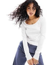 Vero Moda - Zachte Top Met Lage Ronde Hals En Lange Mouwen - Lyst