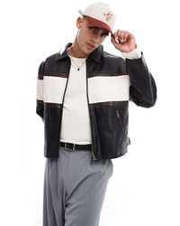 Cotton On - Chaqueta Negra Y Blanca De Cuero Sintético Joey De Cotton On-Beis Neutro - Lyst