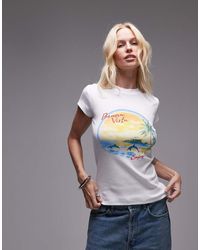 TOPSHOP - T-Shirt Bianca Per Tutti I Giorni Con Grafica "Buena Vista" - Lyst