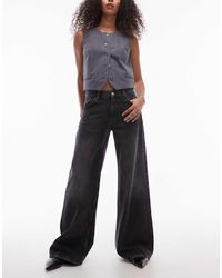 TOPSHOP - Horizon Wide Leg Mid Rise Jean - Lyst