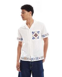 Native Youth - Camicia A Maniche Corte Bianca Con Bordi Ricamati - Lyst