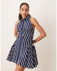 ASOS - – ärmelloses hemd-minikleid mit blau-weißen streifen - Lyst