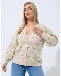 Yours Clothing - Crochet Balloon Sleeve Cardigan - Lyst