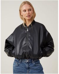 Cotton On - Aries Faux Leather Bomber Jacket - Lyst