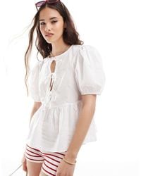 Pieces - Top Con Maniche A Sbuffo - Lyst