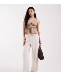 ONLY - Linen Mix Pull On Wide Leg Trouser - Lyst
