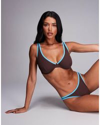 ASOS - Fuller Bust Ronnie Ribbed Contrast Binding Underwire Bikini Top - Lyst