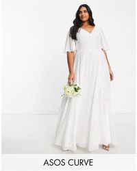 asos bridal curve flutter sleeve sequin maxi