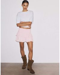 Stradivarius - Mini Skort Met Ruches - Lyst