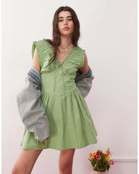 Reclaimed Vintage - Summer Dress With Ruched Detailing And Cinched - Lyst