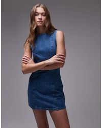 TOPSHOP - Vestito Di Jeans Svasato Corto Medio - Lyst