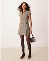 ASOS - Buckle Detail Mini Cap Sleeve Dress With Box Pleat Skirt - Lyst