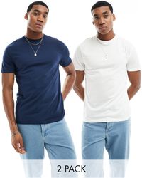ASOS - Confezione da 2 t-shirt blu navy e bianco - Lyst