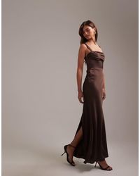 ASOS - Bridesmaids Satin Draped Bust Maxi Dress With Column Skirt - Lyst