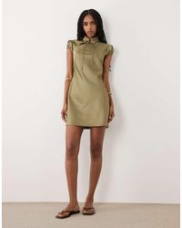 Miss Selfridge - Satin Tie Neck Mini Dress - Lyst